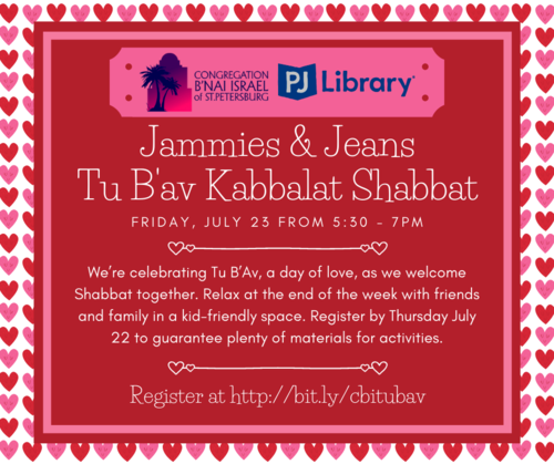 Banner Image for Jammies and Jeans Tu B'Av Kabbalat Shabbat