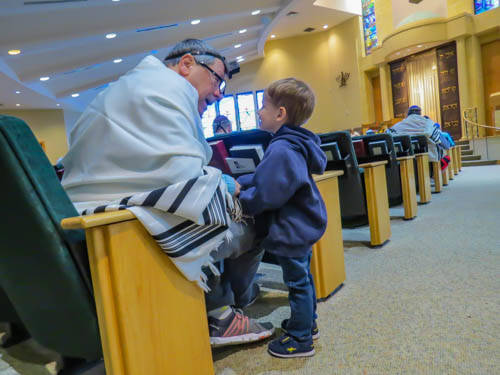 Grandson Learning About Tefillin